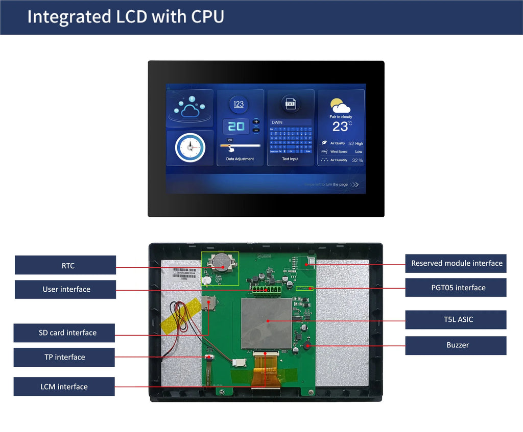DWIN 4.3/7.0/10.1 DGUS2 Commercial Grade  HMI LCD Display Resistive Touch Screen With Shell Connect With PLC/Arduino/STM32