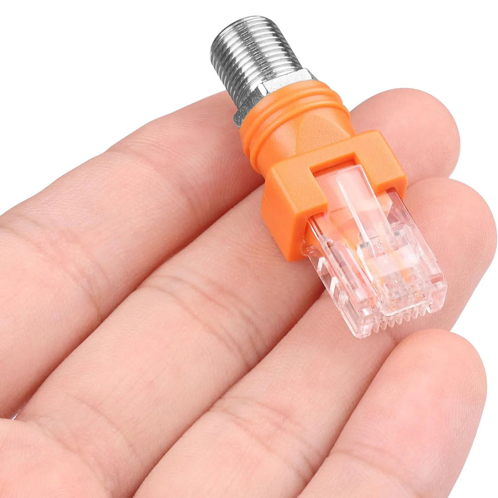 1pc F Type RF Female Jack to RJ45 Male Plug Ethernet Coaxial Barrel Coupler Converter Coax Adapter Connector for Line Tester