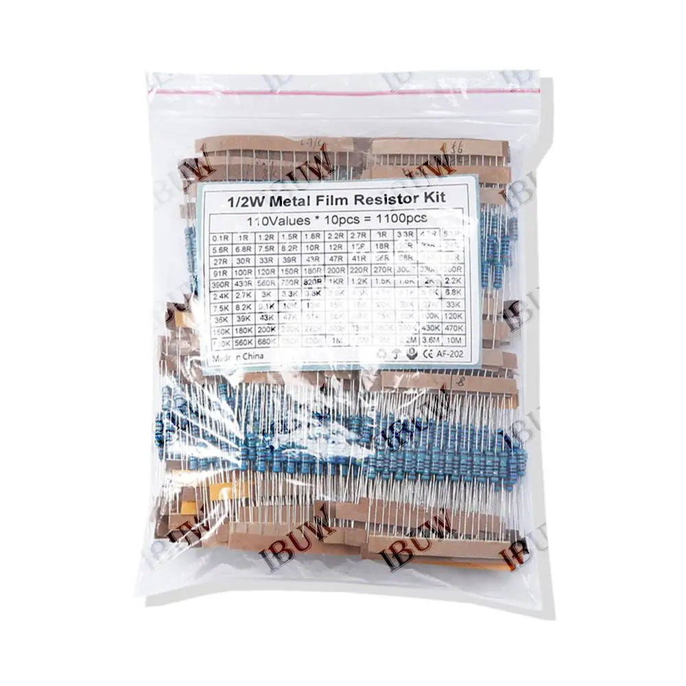 1/4W 1/2W 1W 2W 3W Resistance Set 1% Metal Film Resistor Assortment Kit 1K~820K 0.1R~750R 10K 6.8R 7.5R 47R 41R