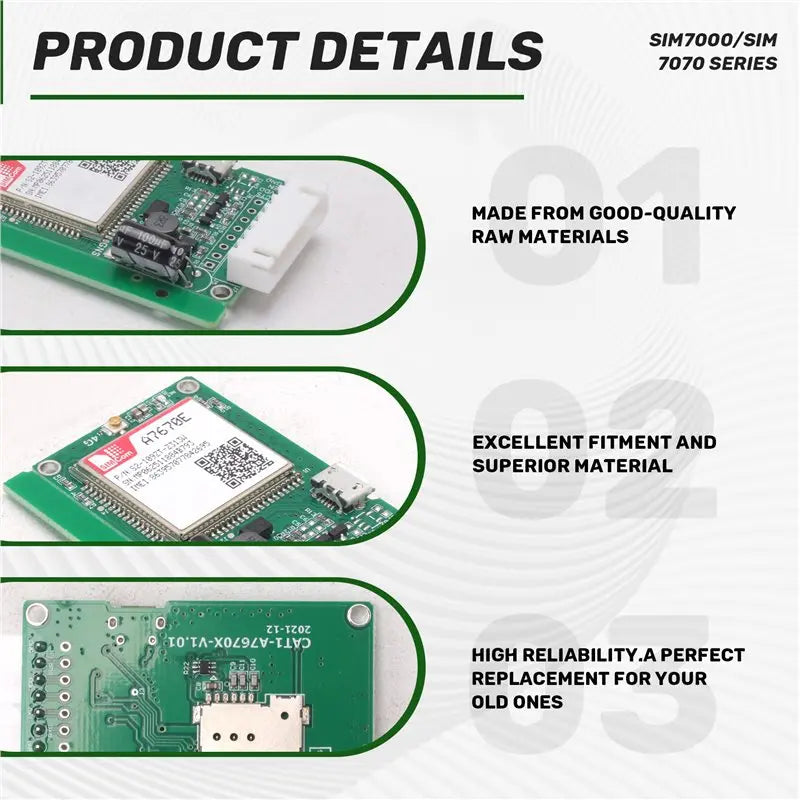 A7670E SIMCOM 4G LTE Cat1 Module 4G LTE Cat1 Module With SIM Card Slot TTL UART 2G LTE-FDD B1/B3/B5/B7/B8/B20 GSM 900/1800Mhz