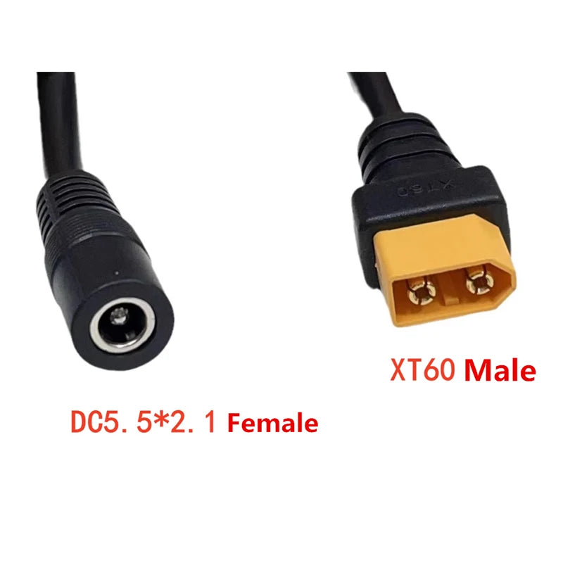 High Quality 1.5 square XT60 to DC5.5*2.1 / DC 5.5*2.5 Extension Cable  Remote controlled aircraft Power Connection Wire
