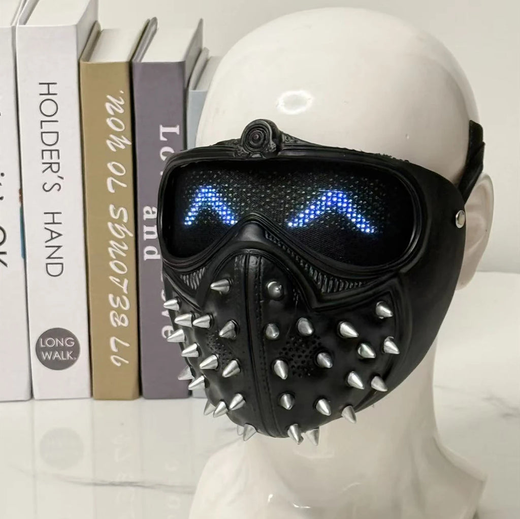 Bluetooth app LED Light Up Watch Dog 2 Masks Punk Rivet Mask Party Masquerade Costume Props Cosplay Mask for Halloween Party