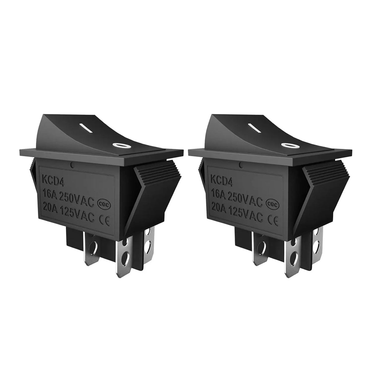 3PCS KCD4 Rocker Switch 4Pin 2 Position DPST On Off Black Mini Boat Rocker Switch 20A 125VAC 16A 250VAC Square Toggle Switches