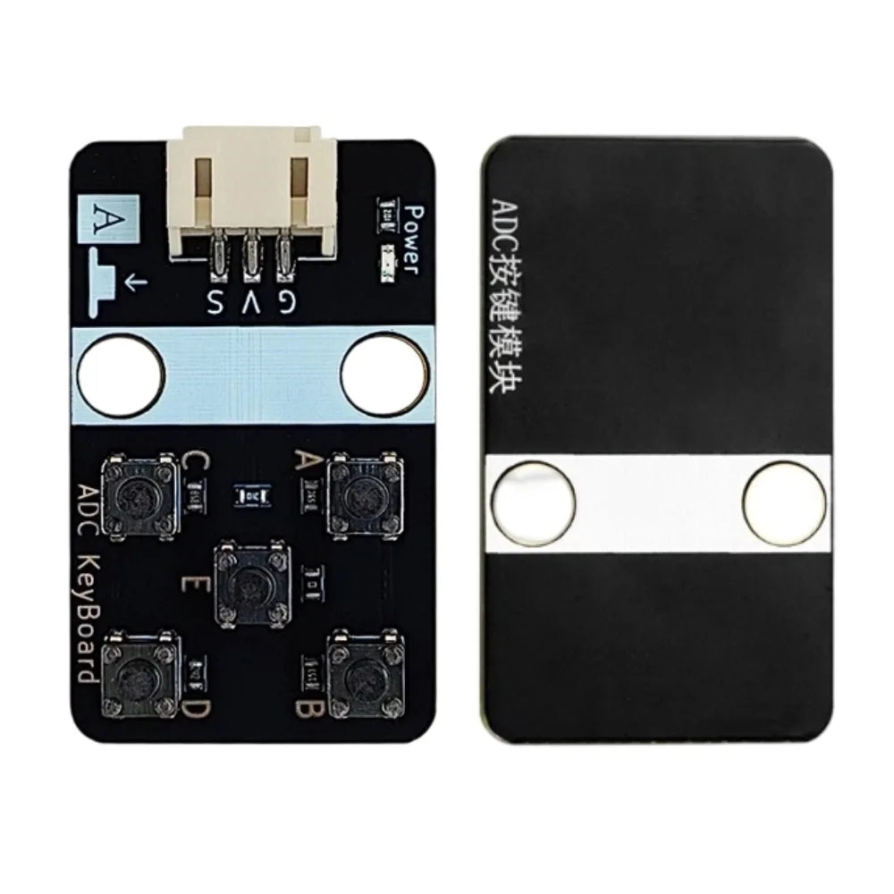 ADC Analog Key Module Reads Five Buttons via Single Pin, Building Block Casing & PH2.0 Interface, Compatible with Arduino ESP32