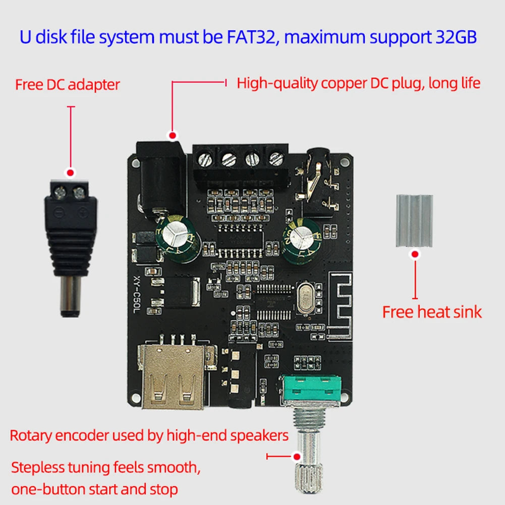 XY-C50L 50Wx2 Bluetooth-Compatible Stereo Audio Module Subwoofer Amplifier Board