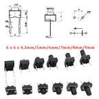 20/50/100 Pcs Micro Tactile Switch Momentary Tact DIP Switch 2 Pin 6 X 6 mm Micro Touch Push Button Switch High 5 mm 6 mm 7 mm 8