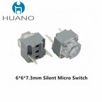 HUANO New Product 6*6*7.3mm square silent mouse micro switch mouse button can replace rectangle mute micro switch DPI key