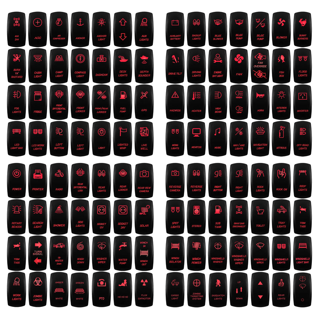 Red Led Light Rocker Switch 12V/24V SPST DPDT Toggle Switch ON OFF/ ON OFF ON Backlight Latching / Momentary Dash Panel Control