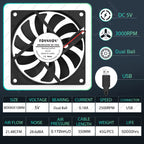 YOUNUON 80MM Fan 5V USB Fan 80x80x10mm 8cm DC 5V 12V 24V 8010 Fan Brushless Cooling Cooler PC Fan Computer Case  Fan Cooler