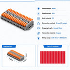 2P-30P Lever Electrical Wire Connector Terminal Block Electrical Cable Connectors Wire Terminals 1 In 1 Out Screw Mount 600V 32A