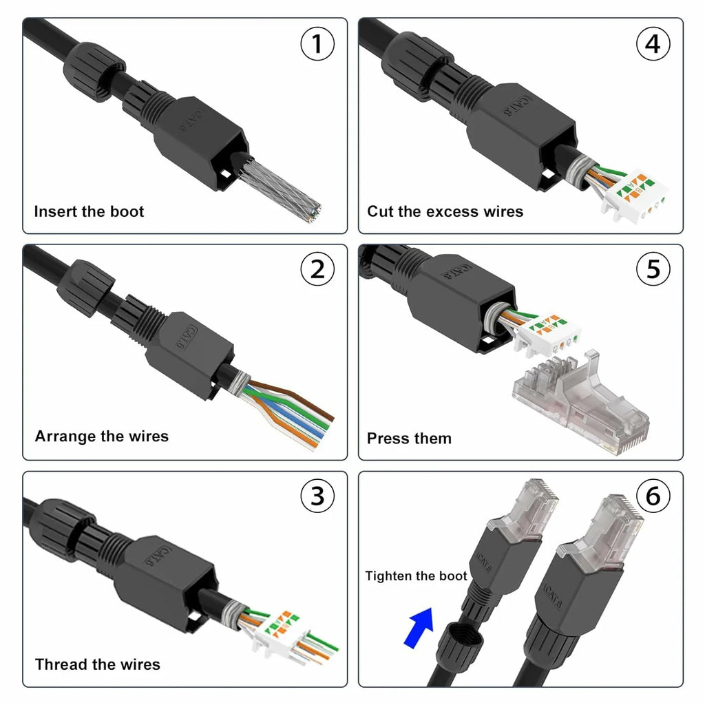 Natalink Tool-Free RJ45 Connector, CAT6A  CAT6 Field Termination Plug, RJ45 Tool Less Gold Plated Modular Plug,