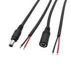 DC Power Pigtails Cable DC 5.5mm x 2.1mm Male Female to Bare Wire Open End 18AWG Wires Connector for CCTV Camera LED Strip Light