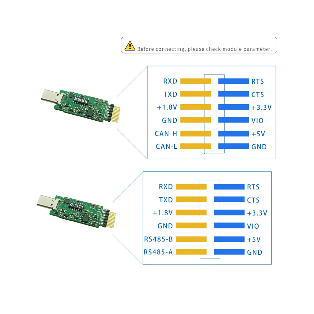 USB Type-c to serial port UART TTL CAN RS485 High speed (6Mbps) communication module FOR Cell phone pc Raspberry PI other hosts