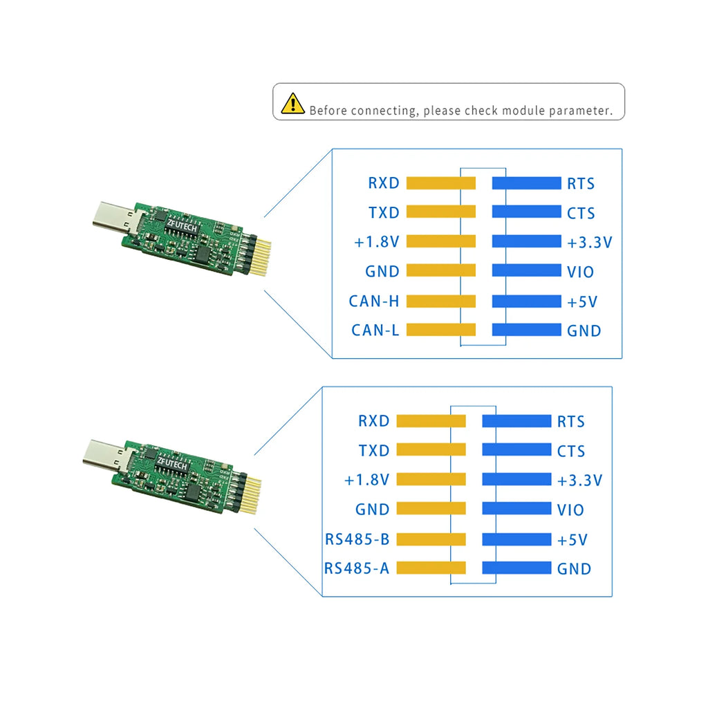 USB Type-c to serial port UART TTL CAN RS485 High speed (6Mbps) communication module FOR Cell phone pc Raspberry PI other hosts