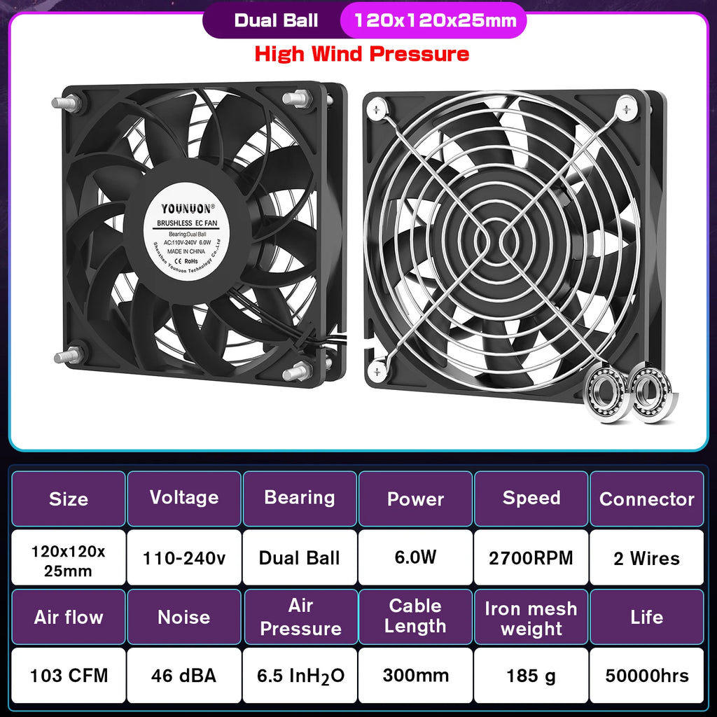 1PCS EC Brushless Fan 6025/8025/9225/12025/12038/12032 AC 110V 115V 120V 220V 240V Cooling Cooler Fan AC Axial Fan
