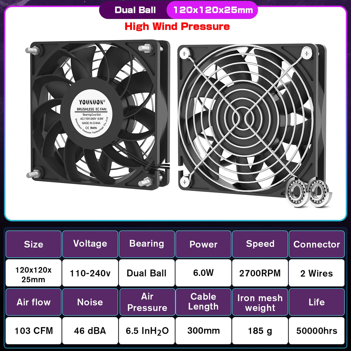 1PCS EC Brushless Fan 6025/8025/9225/12025/12038/12032 AC 110V 115V 120V 220V 240V Cooling Cooler Fan AC Axial Fan