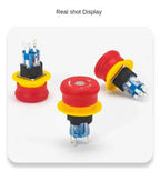16MM Red Illuminated Rotary Emergency Stop Button Switch Wired with Light 1NO1NC Rotate Reset Welding Pin Knob Plastic Switches