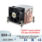 COOLSERVER R63 4 Heatpipe 2U Server CPU Cooler Workstation Computer Cooling Fan for Intel LGA2011 1700 115X AMD AM4