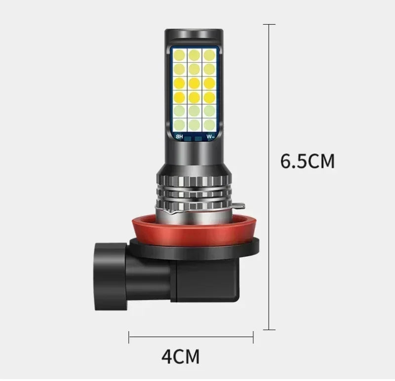 Car Led Fog Lamp with Flashing 3030 Three-Color Fog Lamp Bulb Red Green Pink Blue Super Bright H3 H8 H11 9006 9005 H7 Modified