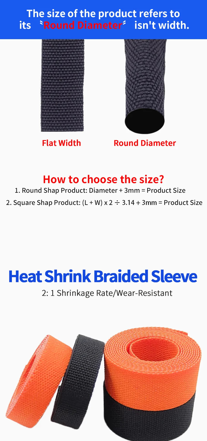 Braided Cable Sleeve Heat Shrink Tube 6/8/10/12mm Insulation Flam Retardant PET Auto Line Organizer Wire Wrap Sheath Protection