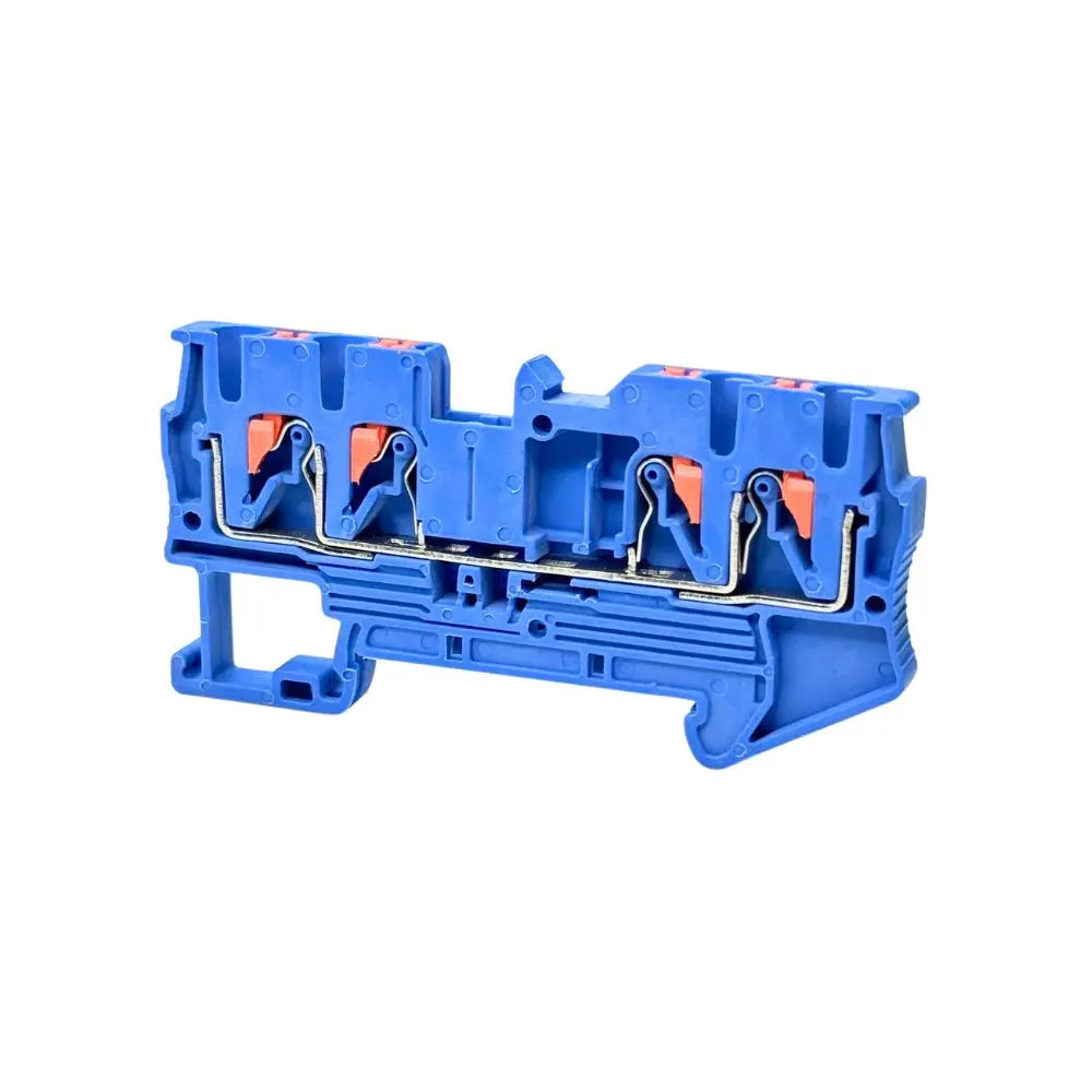 10PCS PT2.5‑QUATTRO 32A, 2‑in‑2‑out DIN Rail Push‑in Spring Double‑Deck Terminal Block, Quick Wiring Terminal Strip