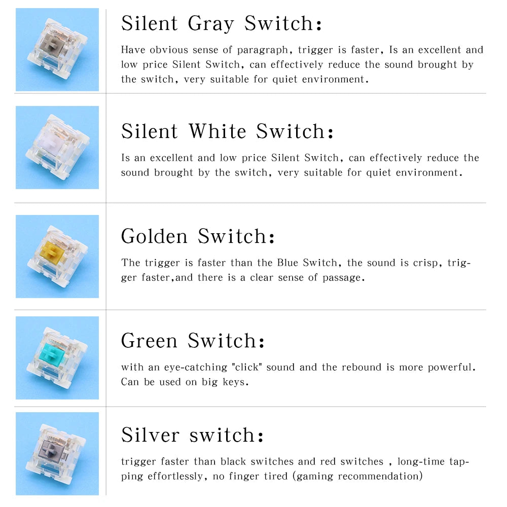 Outemu Switches for Mechanical Keyboard 3Pin Clicky Linear Tactile Silent Switch RGB LED SMD Gaming Mechan With MX Switch
