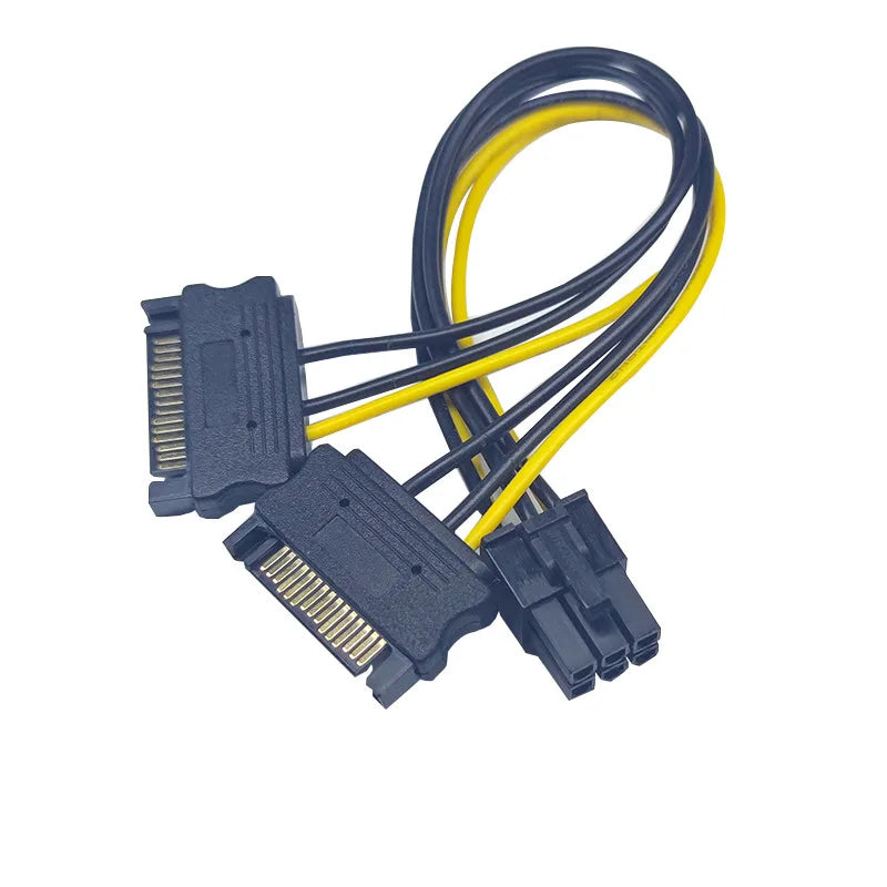 1/2/5/10pcs Double 15Pin SATA Male To 6Pin PCI-E Male Video Card Power Supply Adapter Cables Graphics Adapter Extension Cord