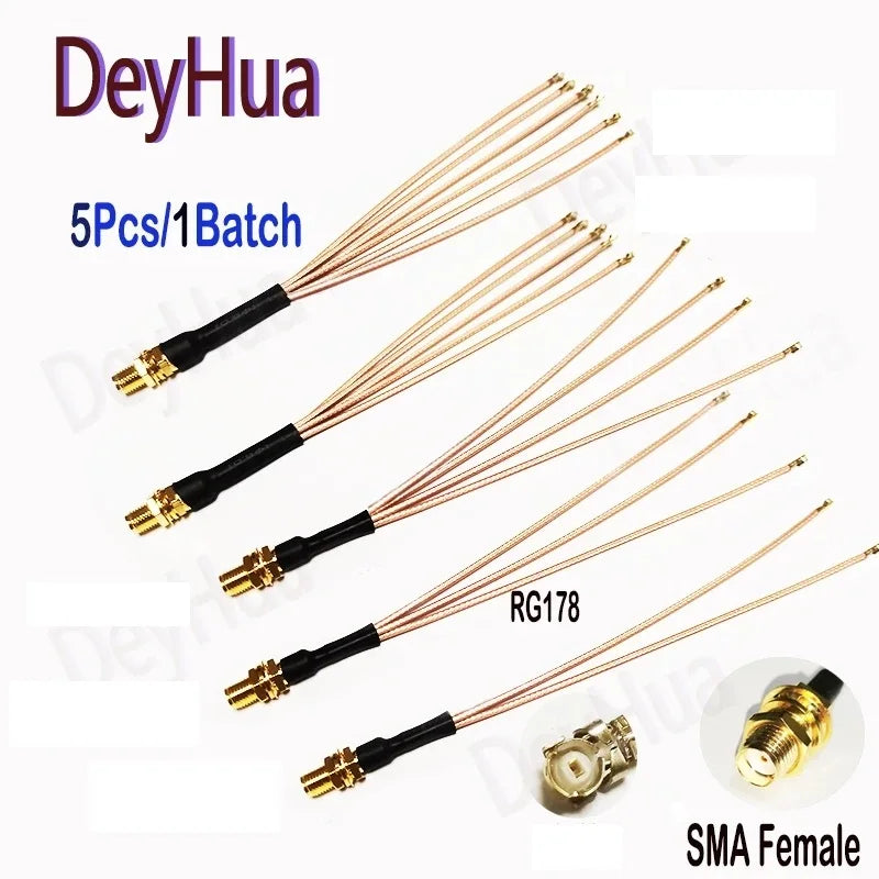 5pcs SMA to U.FL  Splitter RP-SMA / SMA Female to 2 3 4 5 6 7 8xU.FL 1 Female RG178 Cable WIFI Antenna Extension Jumper Pigtail