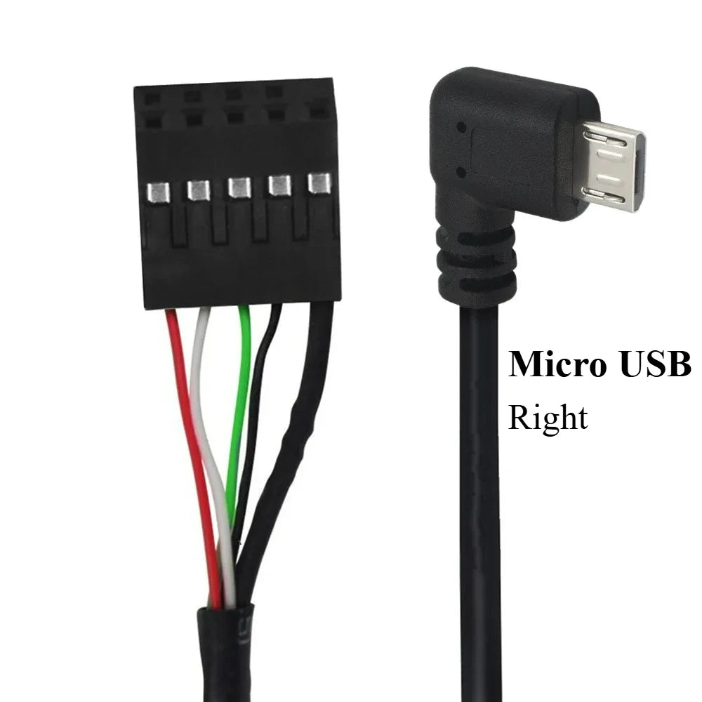 50CM USB 2.0 Micro 5Pin /Mini 5Pin Male To 9Pin Female 2.54 USB Header PCB Motherboard Cable Left/Right Angle