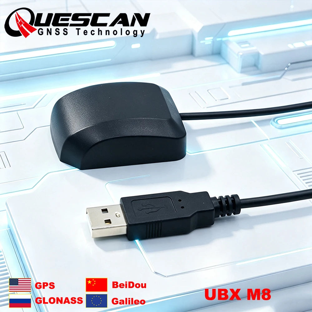 QUESCAN UBX M8 USB GPS Antenna Receiver for Android Linux Windows GPS GLONASS Galileo BeiDou Module NMEA USB GNSS Dongle NEO-M8N