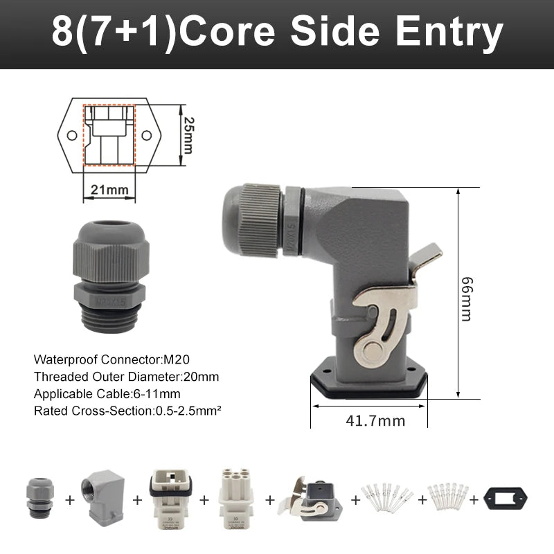 HA Heavy Duty Connector Kit 4/5/6/8 Core Pins Male&Female Insert Plug HDC-HA Rectangular Waterproof Industrial Aviation Socket