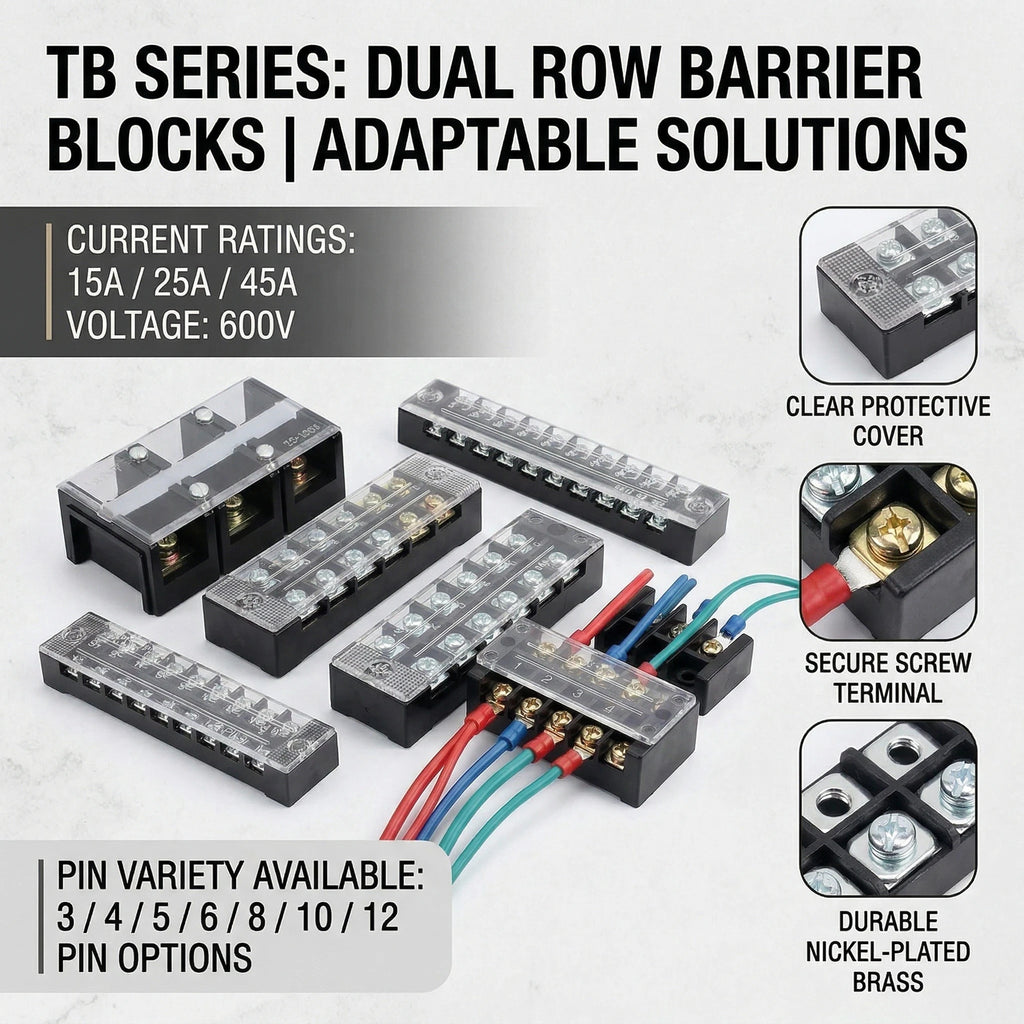10PCS 600V 15A Barrier Strip Terminal Block Wire Connector TB-1503 TB1504 TB1505 TB1506 TB-1510 TB-1512 TB-2503-2504-2506-2508