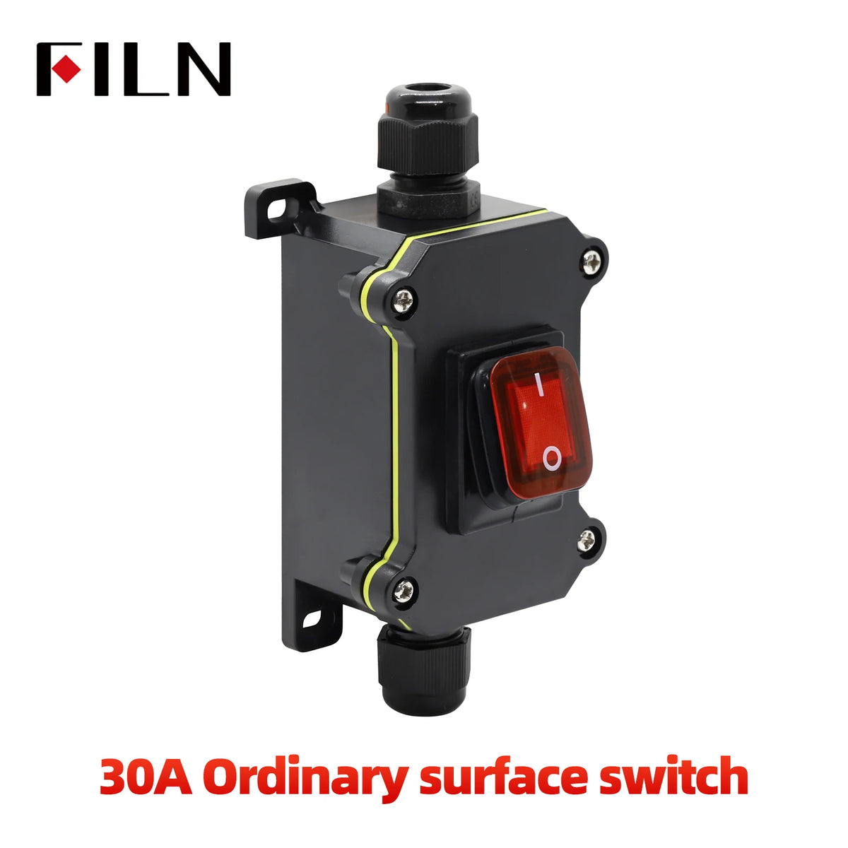FILN 30A 12V 24V 220V Waterproof Inline Toggle Switch with LED IP65 Sealed Outdoor Box Inline Cord Rocker Switch Power