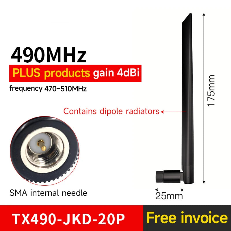 10pcs/lot Wifi Antenna 433MHz 490M SMA-J 4.0dBi High Gain TX433-JKD-20P Omidirectional Straight Rubber Antenna