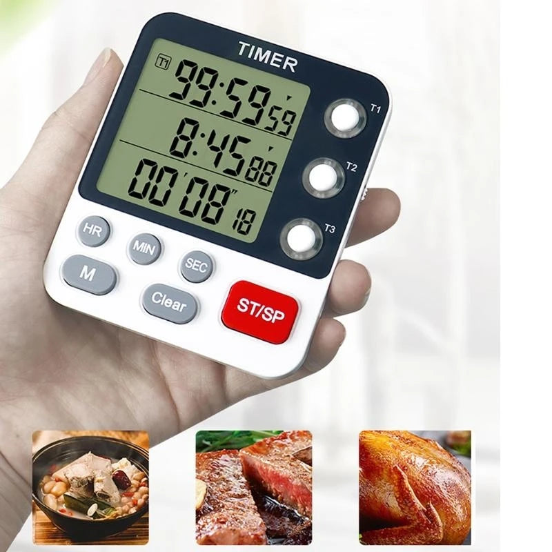 Kitchen Timer Digital Kitchen Timers Cooking Timer 3 Channels Count UP＆ Down Timer for w/ Loud Alarm Classroom Bathroom