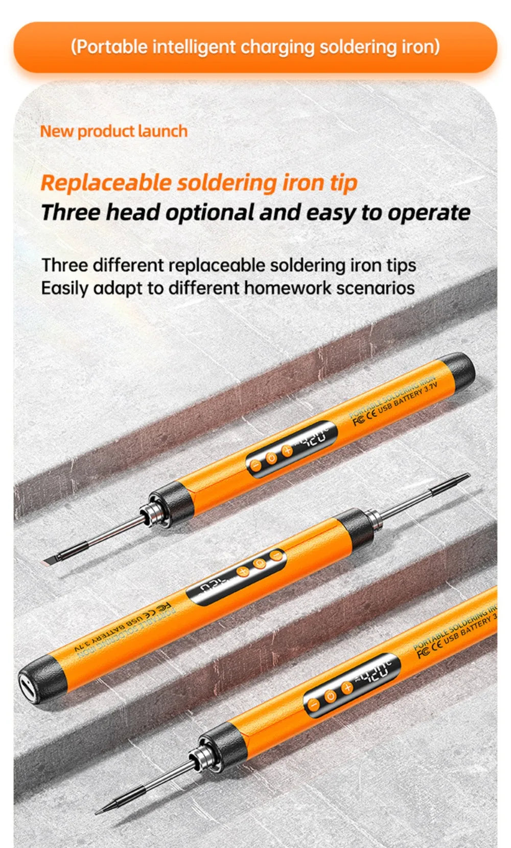 Portable Cordless Digital Soldering Iron USB Charging Adjustable Temperature 260-420℃ Solder Iron Multifunctional Intelligent