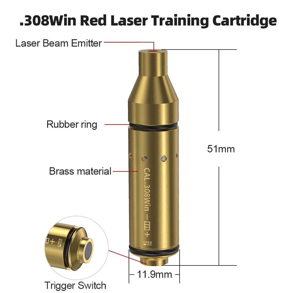9mm/12GA/38SPL/223Rem/45ACP/357SIG/380ACP/Cal. 6.5mm/Cal44mag Dry Fire Laser Trainer - Hunting Accessories, Training Shooting