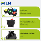 FILN 20A Rocker Switch 4 Pin ON-OFF 12V-24V 110V-220V Illuminated LED Power Switch PA66 Flame Retardant Marine Car Switch