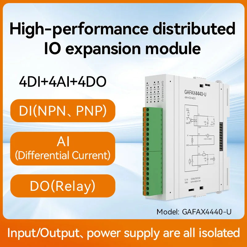 Distributed Remote IO Module RJ45 RS485 AI/DI/DO Modbus TCP RTU CDSENT M31-U Series Switch Analog Input/Ouput Rail Installation