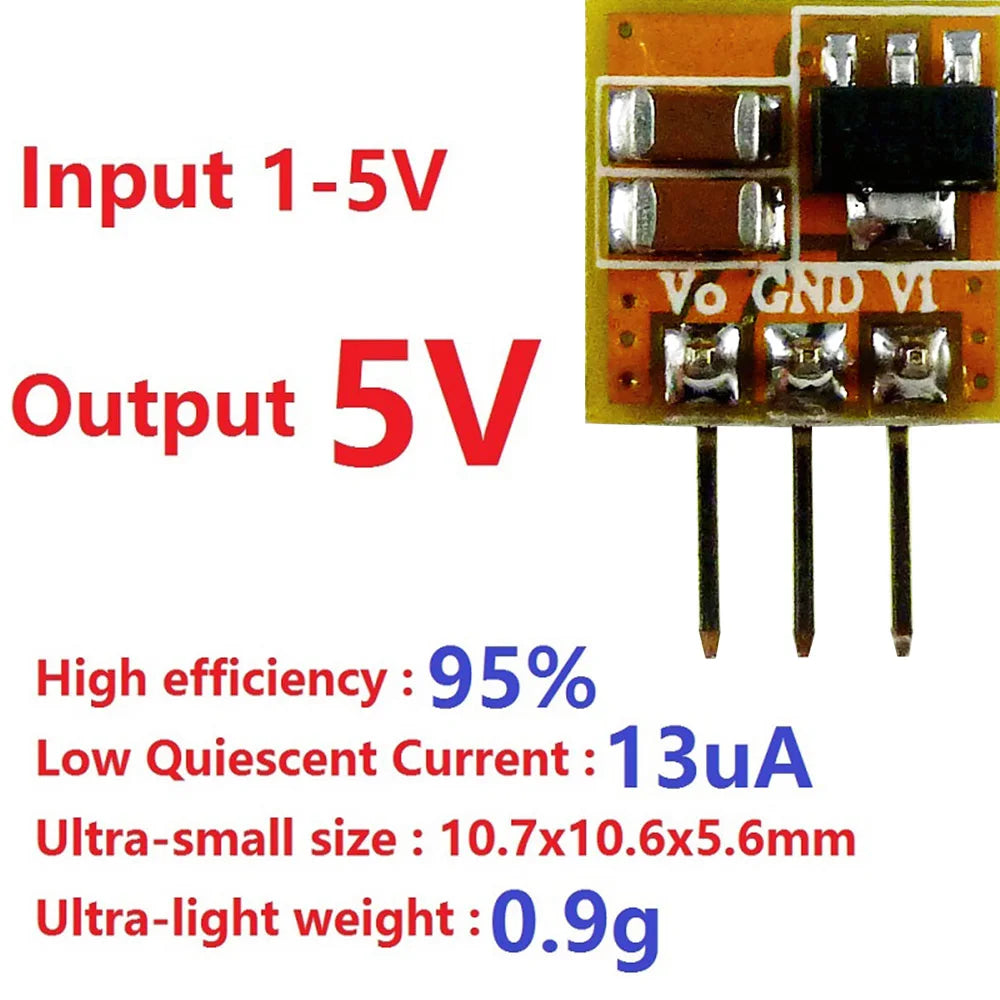 0.7-5V to 3V/3.3V/5V Boost Converter Module 95% Efficiency for AA/AAA Battery Motor Breadboard Power Supply With/Without Pin
