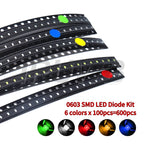 5050 5730 1210 1206 0805 0603 0402 SMD LED Diode Kit Red Green Blue White Yellow Orange 600pcs=6colors x 100pcs