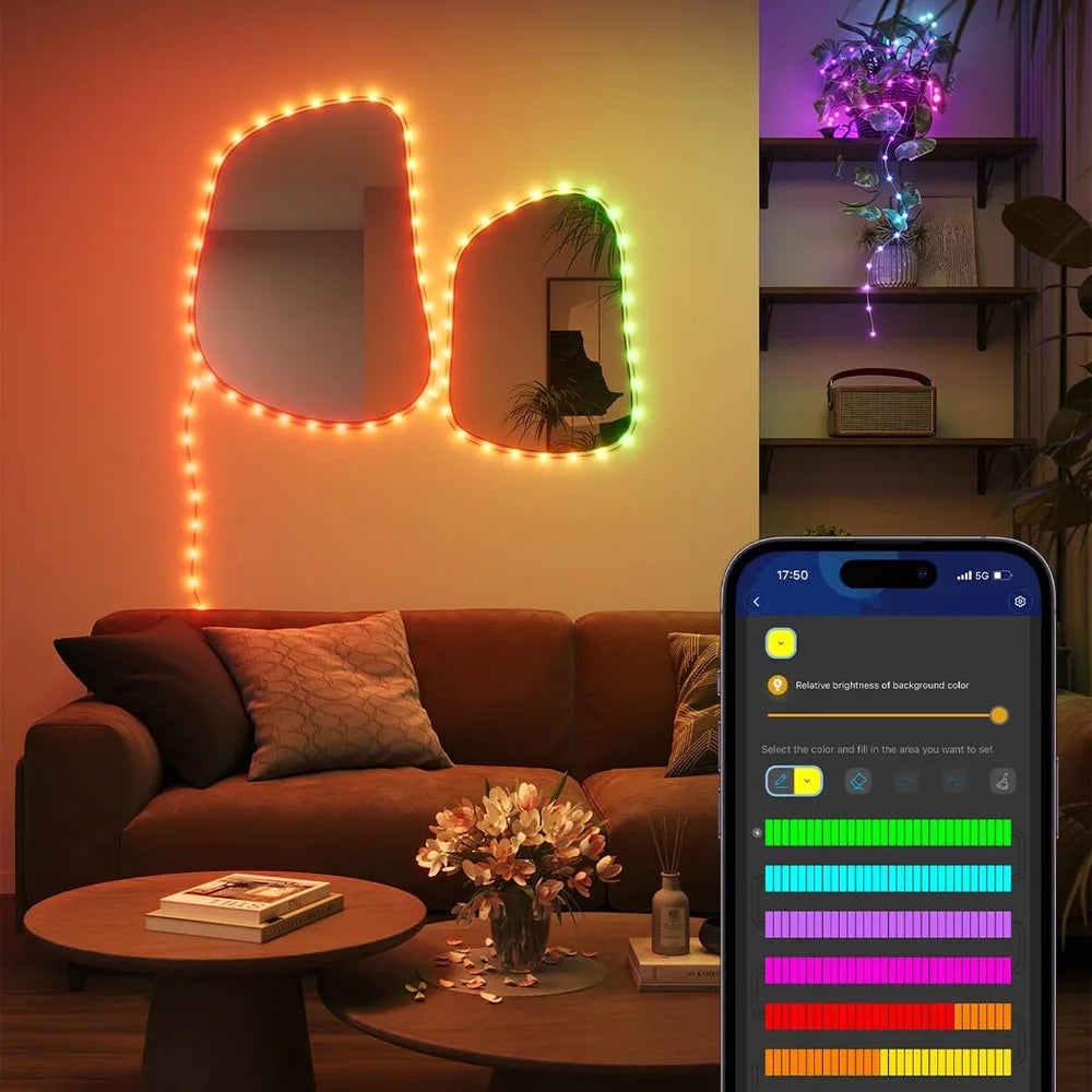 USB 5V Smart RGB-IC Fairy Light String Christmas Lights Decorations Lamp Garland WS2812 Bluetooth APP&Remote Control Addressable