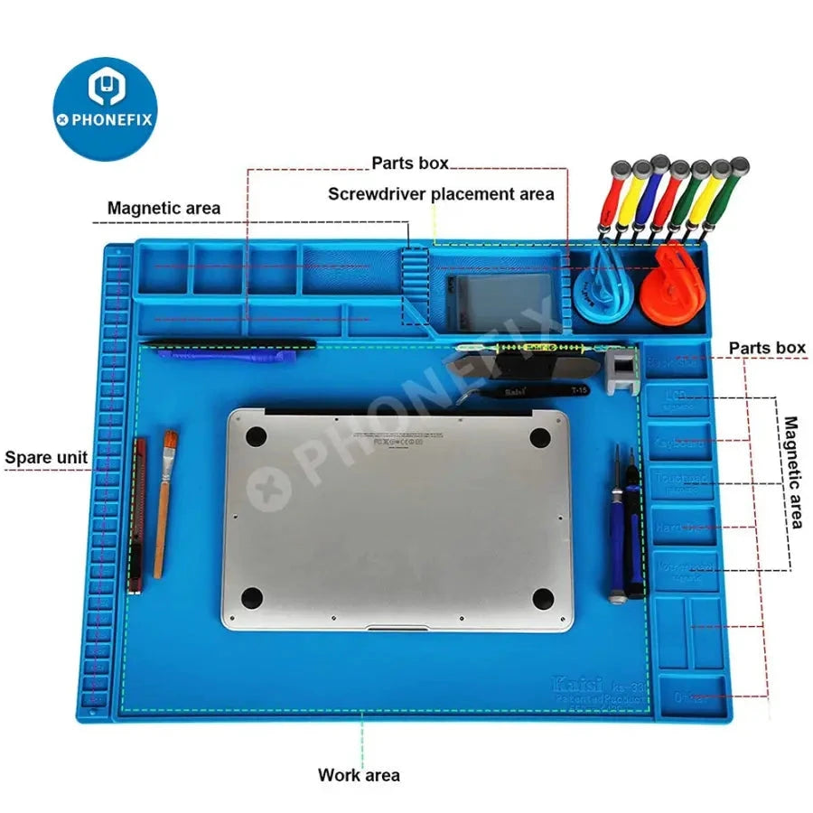 Silicone Soldering Mat Desk Platform for BGA Welding Station Solder Iron Phone PC Repair Magnetic Heat Insulation Pad S-180