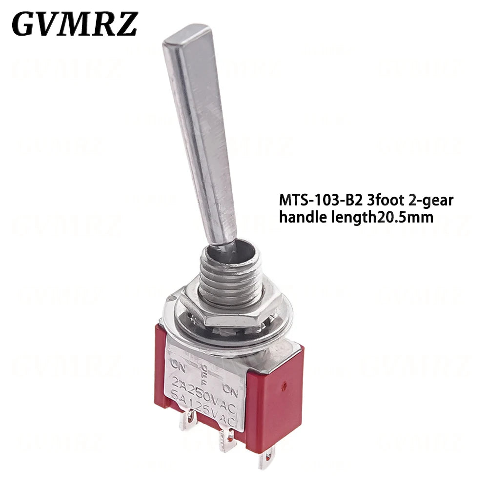 2PCS Flat Handle 6mm Panel Mount Mini Toggle Switch 3/6Pin 2/3 Positions ON OFF ON Locking Momentary RC Model Remote Controlller