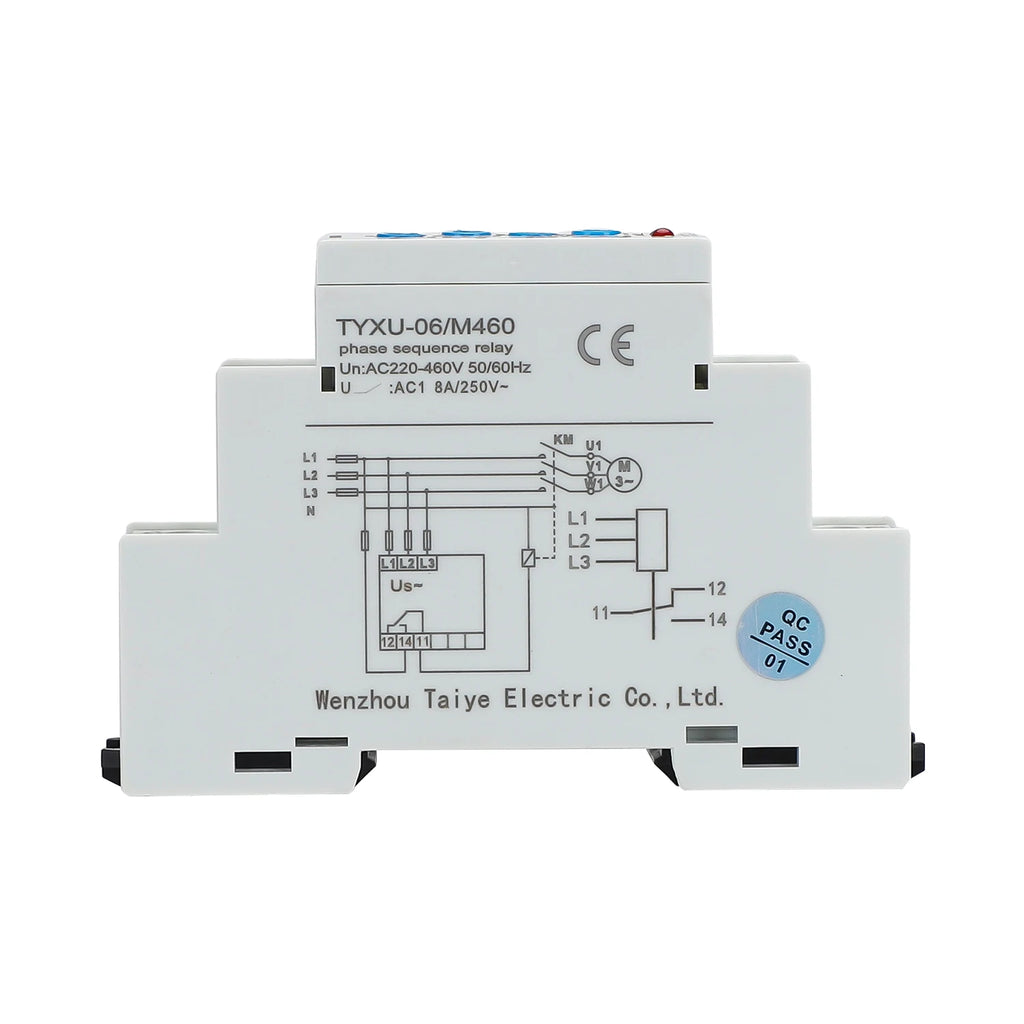 TYXU-06 3 Phase Failure Phase Sequence Voltage Monitoring Relay Voltage Sensing Protection Relay 460V