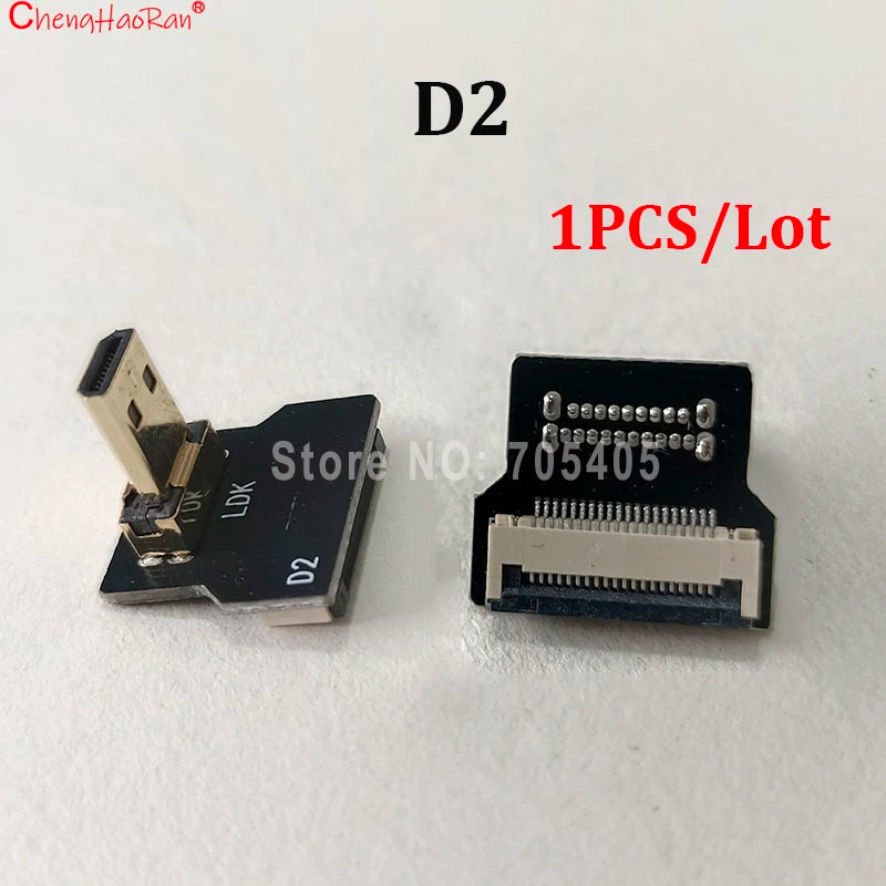 1PC Ribbon Flat FPV HDMI-Compatible Connector Flexible Cable Raspberry Pi 4 Micro HDTV To HD/Mini HD Female 90 Degree FFC 20pin