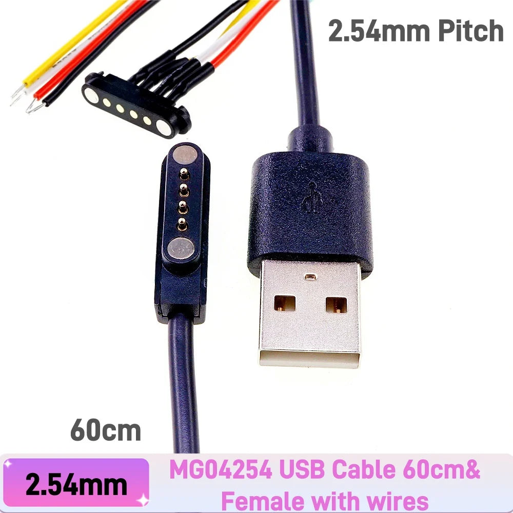 Smart Wristband Male Female Wire 2 3 4 5 Pole USB Type-C DC Charger Connector 2A DC Smart Watch Magnetic Pogo Pin Universal