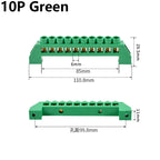 Blue White Green Bridge Design Zero Line 4-12 Pole Screw Brass Copper Grounding Strip Terminal Block Connector Earth And Neutral