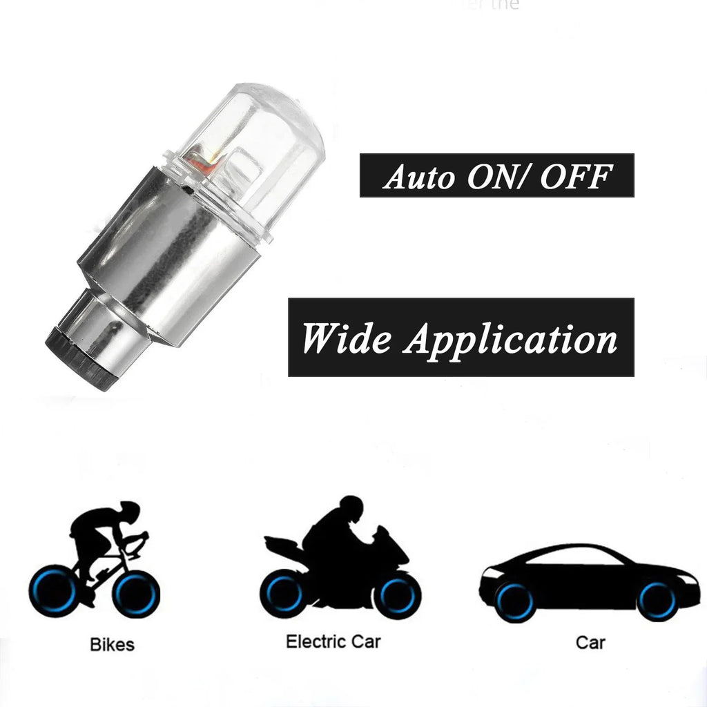 2/4Pcs Car Hub Ambient Light Bicycle LED Tire Lights Universal Car Neon Lamp Valve Cover Lights Tire Colorful Flashing BulbDecor