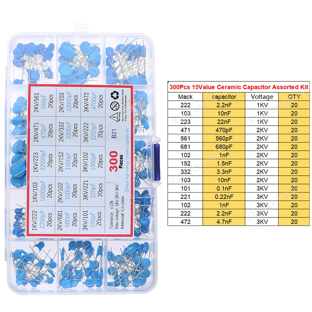 Ceramic Capacitor Assorted Kit Electronic Components Package Samples Diy Kit High voltage Ceramic Capacitor